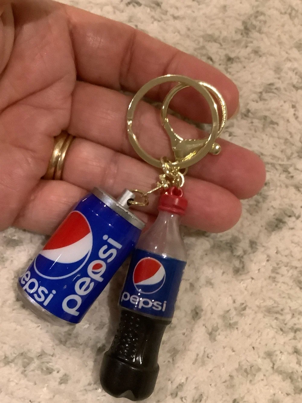 Miniature Pepsi Blue Can & Bottle Keychain Set NWT 4.5x2”